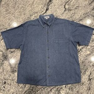 Blue Issue Shirt Mens Large Denim Blue S.S. Button Down Chore Farm Ranch Vintage